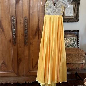 Statement Formal evening Yellow 💛  Dress w/Beaded Bodice by 2Cute boutique
